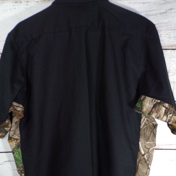 Wrangler WORKWEAR REALTREE Black/Camo Canvas Short Sleeve Work Shirt Men's XL - Picture 4 of 7